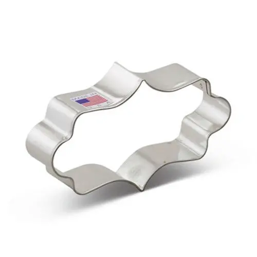 Long Fancy Plaque Cookie Cutter – Customizable Message Base 1