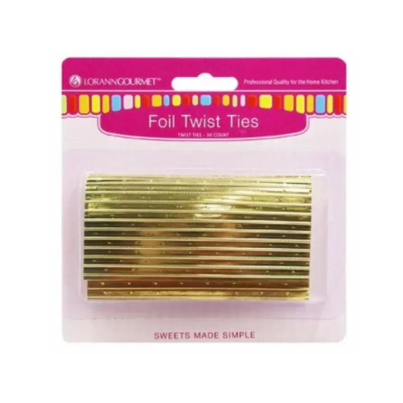 Lorann Gold Twist Ties For Bakery Use (50-Pack) 1