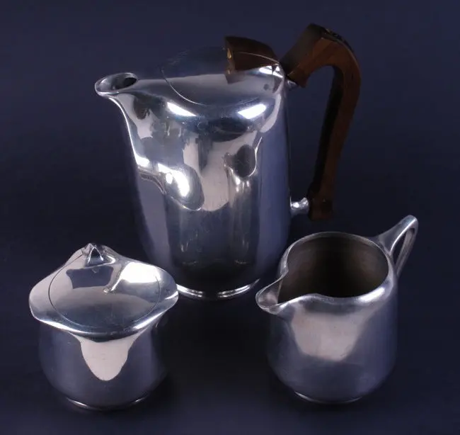 Mid-Century Modernist Picquot Ware Coffee Service – 3-Piece Organic Set (Eames Era) 1