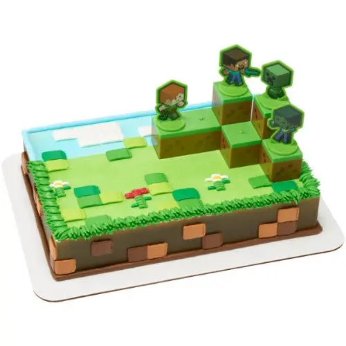 Minecraft-Style Cake Topper – 'Mobs Beware!' Gaming Party Accent 1