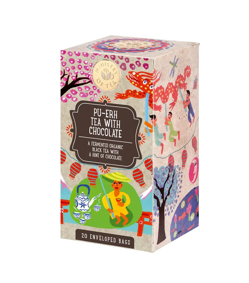 Ministry Of Tea Organic Chocolate Pu-Erh Tea – 6 Boxes, 20 Bags Each 1
