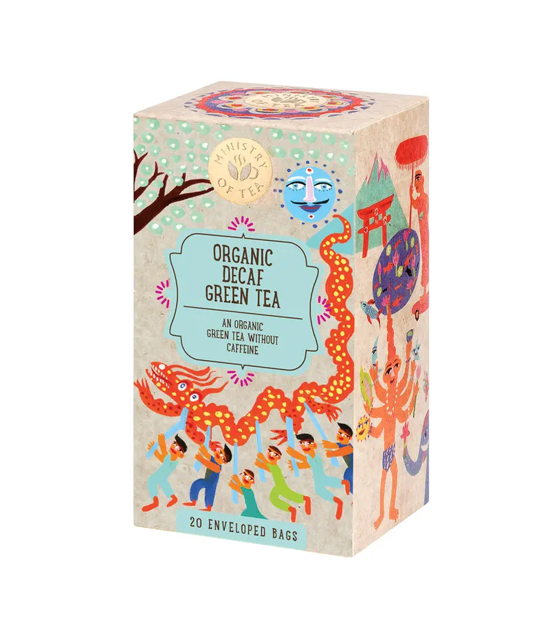Ministry Of Tea Organic Decaffeinated Green Tea – 20 Individually Wrapped Bags (6 Packs) 1