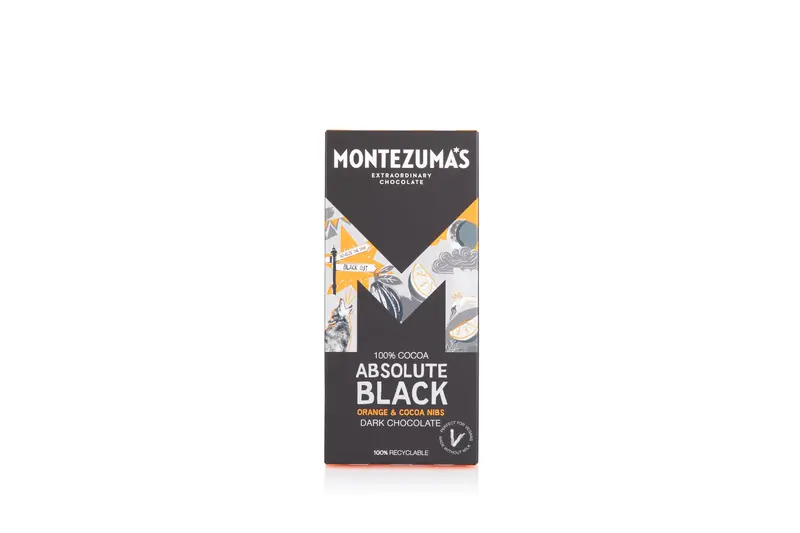 Montezuma’S Absolute Black Chocolate Bar – Orange & Cocoa Nibs, 70%+ Dark, 12-Pack (90G Each) 1