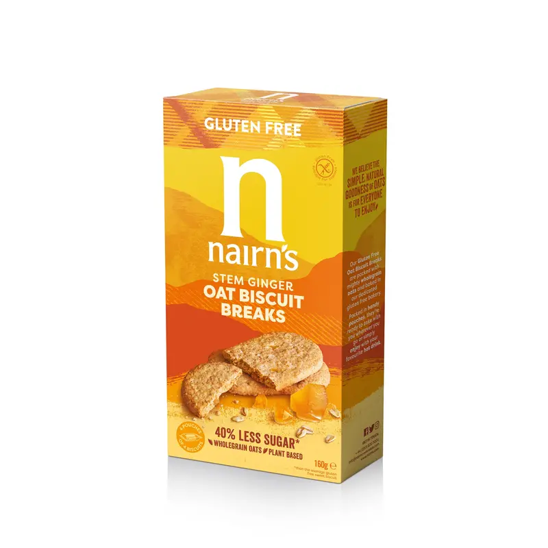 Nairn’S Oats & Stem Ginger Biscuit Breaks – 12 X 160G Box 1