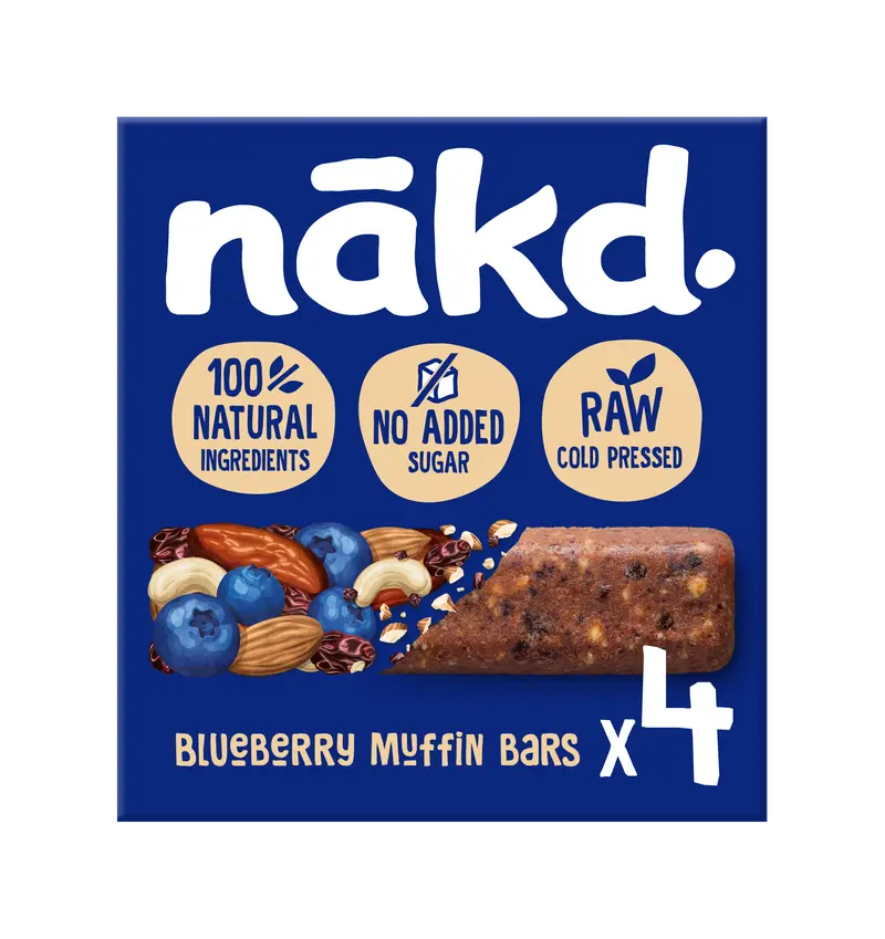 Nakd Blueberry Muffin Mini Bars – 4-Bar Multipack (12 Packs) 1