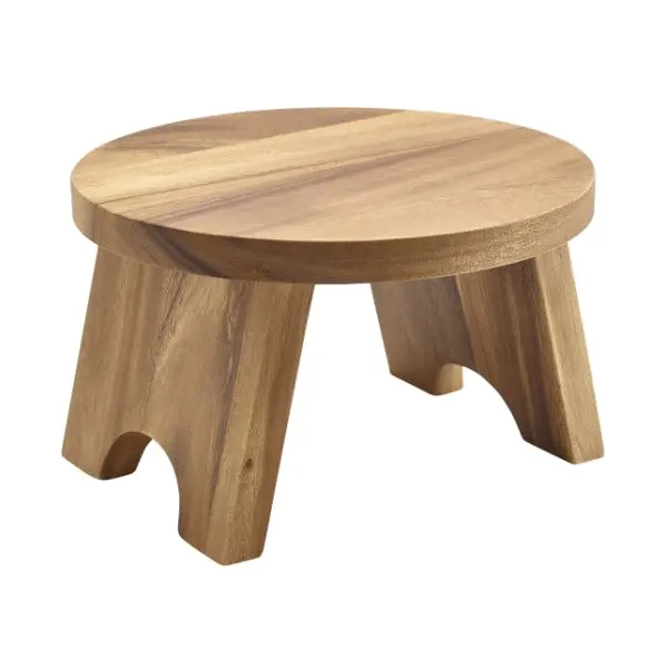 Natural Acacia Wood Round Buffet Stand – 25 Cm Elevated Serving Riser 1