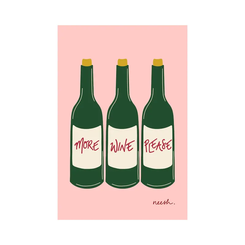 Neesh Home ‘More Wine Please’ Linen Tea Towel – Playful Bar Theme 1