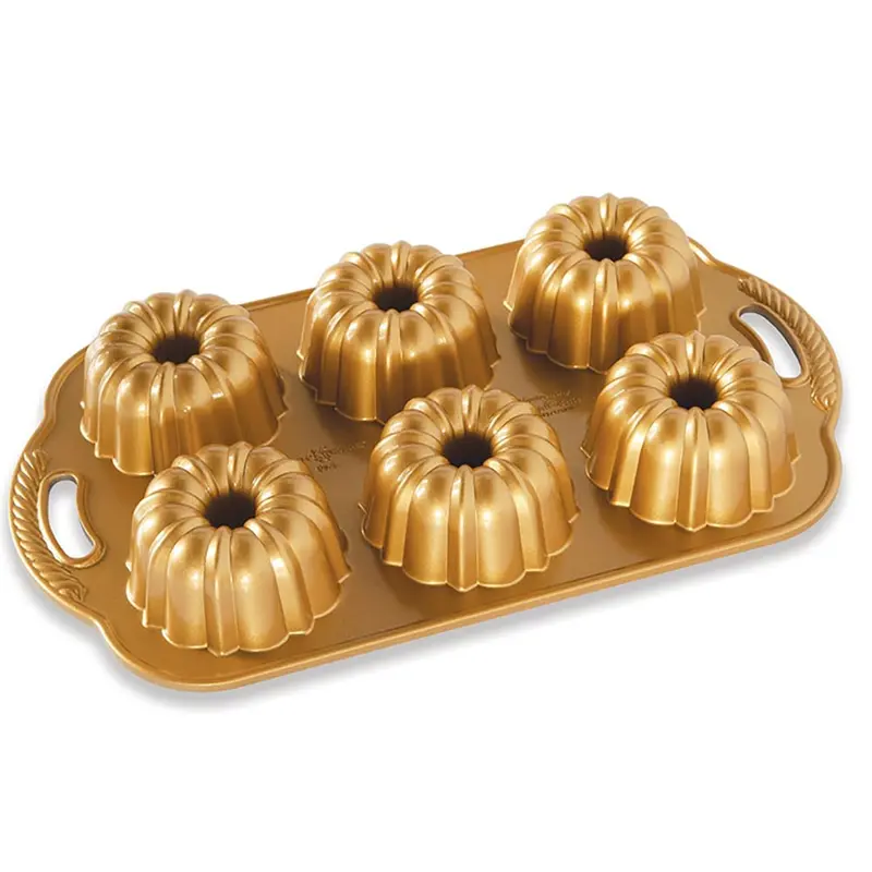 Nordicware American-Made Gold Non-Stick 6-Cup Bundtlette Pan 1
