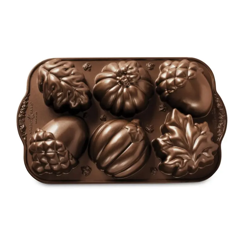 Nordicware Autumn Treats Cakelet Pan – Bronze Non-Stick, Cast Aluminum, Usa-Made 1