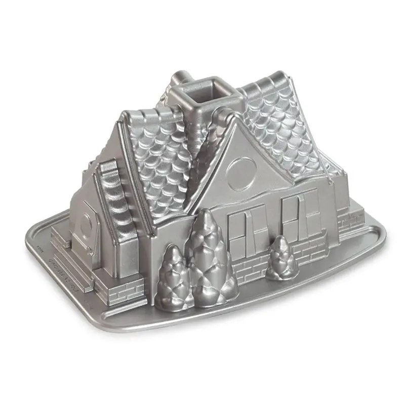 Nordicware Gingerbread House Bundt Pan – Platinum Non-Stick, American-Crafted Cast Design 1