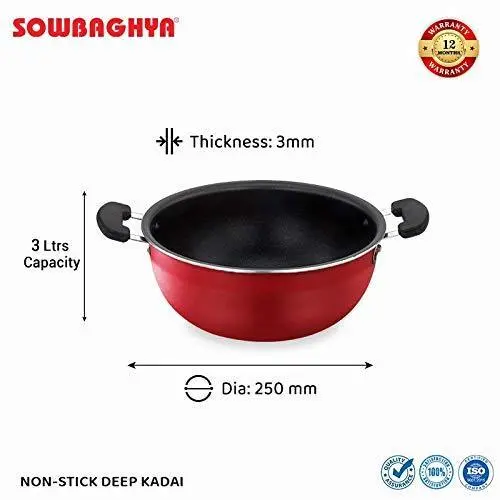 Ns 3-Liter Deep Kadai With Stainless Steel Lid – Reinforced 2.6Mm Body 1