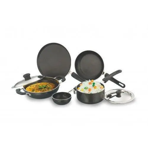 Ns 7-Piece Nonstick Cookware Gift Set – Includes Tawa, Fry Pan, Kadai, Saucepan, Tadka Pan, All With Lids & 2.6Mm Thickness 1