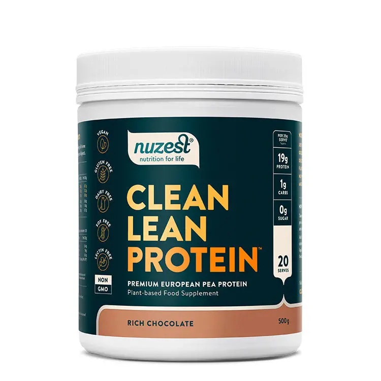 Nuzest Rich Chocolate Pea Protein Powder – 500G Tub 1