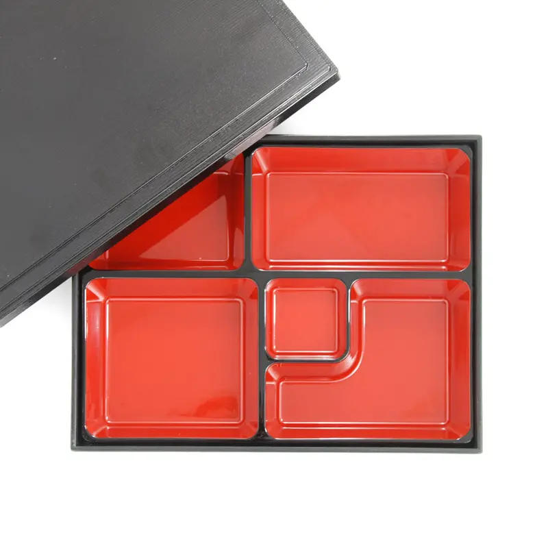 Oblong 5-Compartment Traditional Bento Box 1