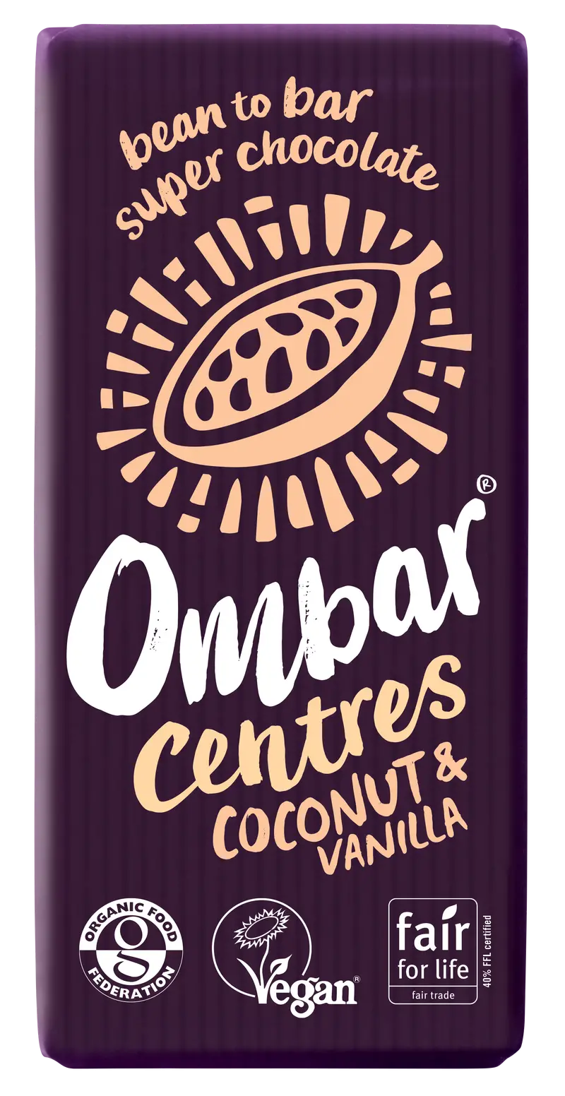 Ombar Coconut Vanilla Centres Chocolate Bar – 10-Pack (70G Each) 1