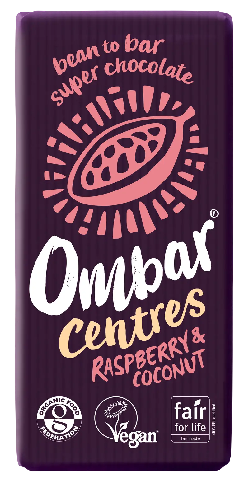 Ombar Raspberry & Coconut Centres Chocolate Bar – 10-Pack (70G Each) 1