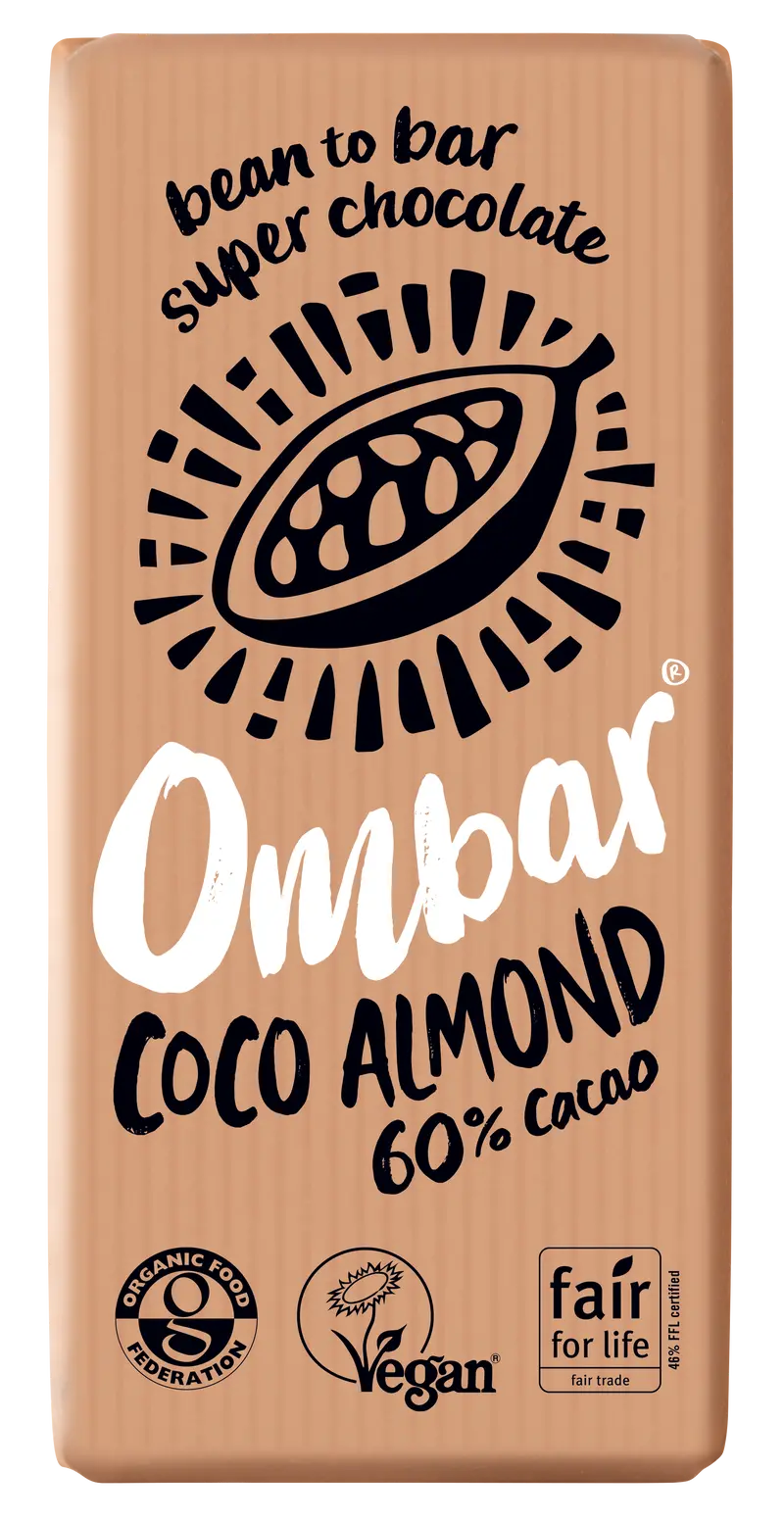 Ombar Raw Coco Almond Chocolate Bar – 10-Pack (70G Each) 1