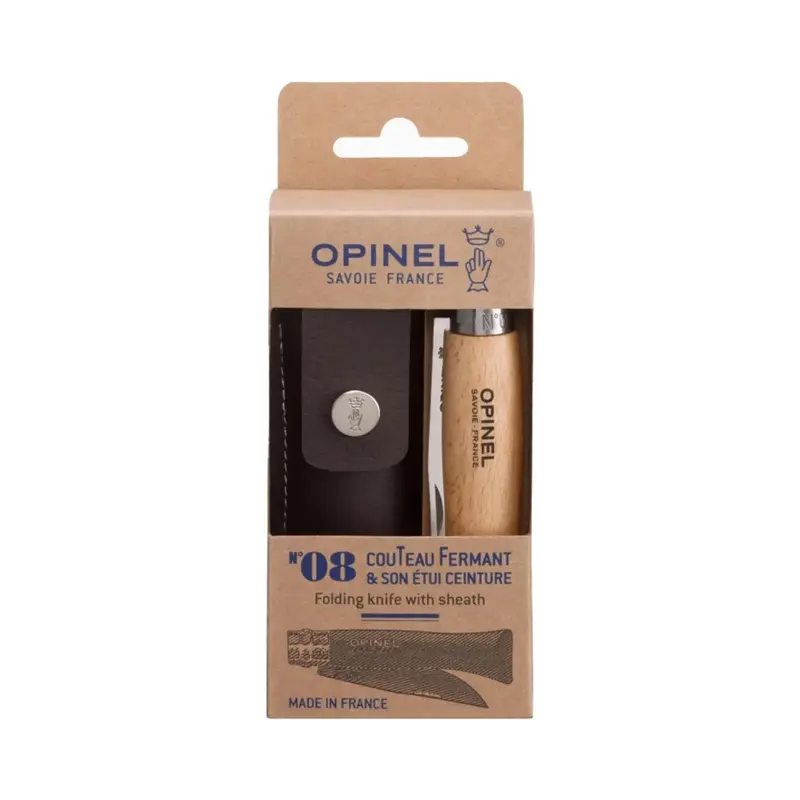 Opinel Folding Knife Gift Set – Includes Faux Leather Sheath & 3 Blades 1