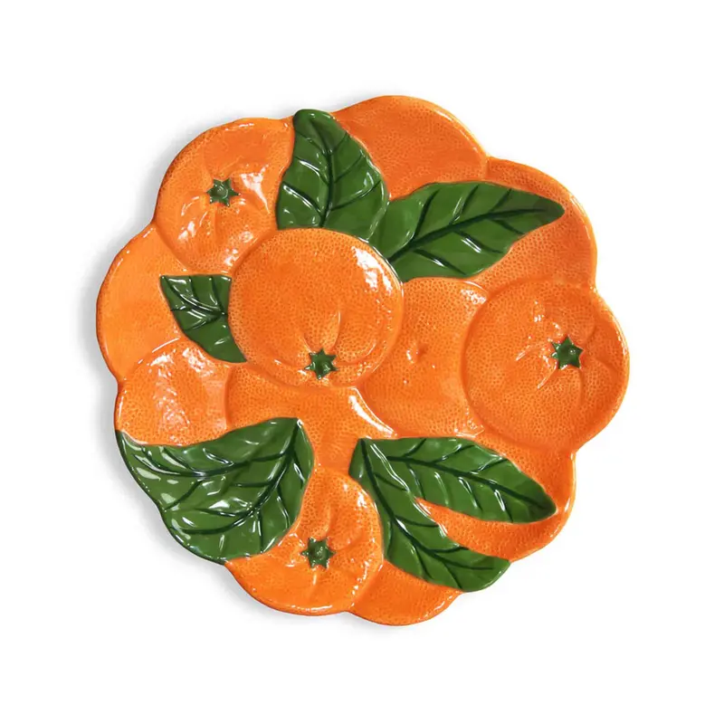 Orange-Glazed Ceramic Dinner Plate – 23.5Cm Contemporary Tableware 1