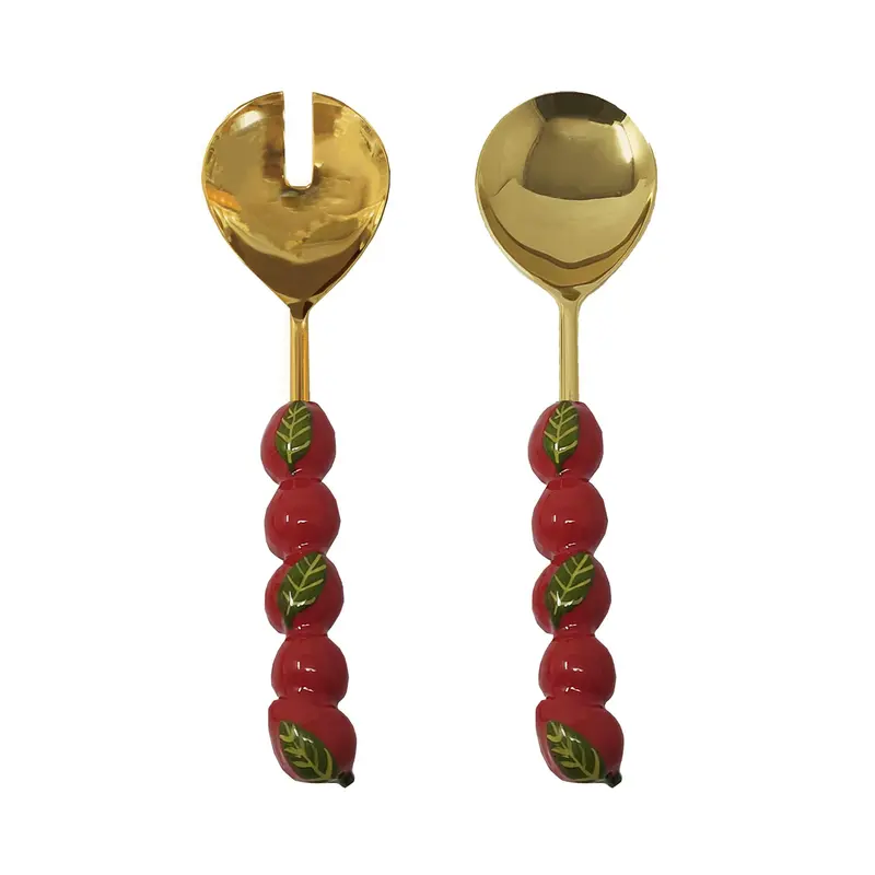 Pair Of Elegant Strawberry-Shaped Salad Servers 1