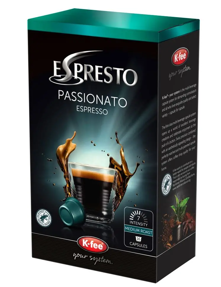 Passionato K-Fee & Espresto Coffee Pods – Rich, Aromatic Espresso Blend 1