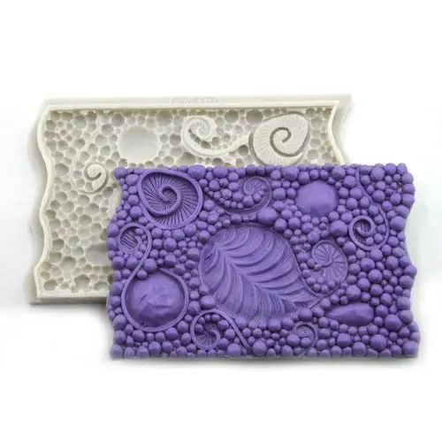Pearl Accented Leaf Border Silicone Mold 1