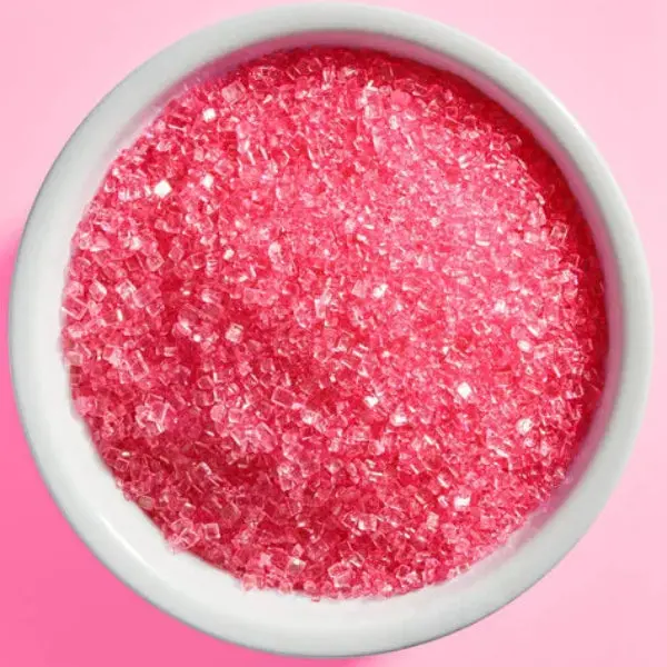 Pink Sanding Sugar Crystals – Soft Pastel Baking Garnish 1