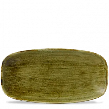 Plume Green Stonecast Chefs Oblong Plate – 13.875" X 7.375", Pack Of 6 1