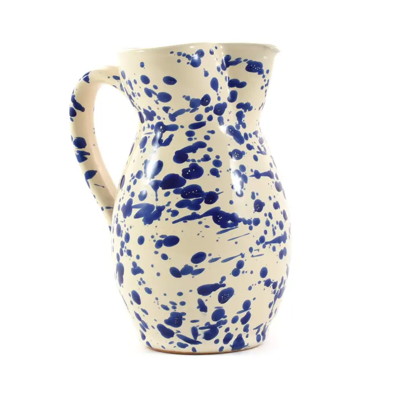 Puglia Blue Splatter Ceramic Pitcher – Rustic Tableware 1