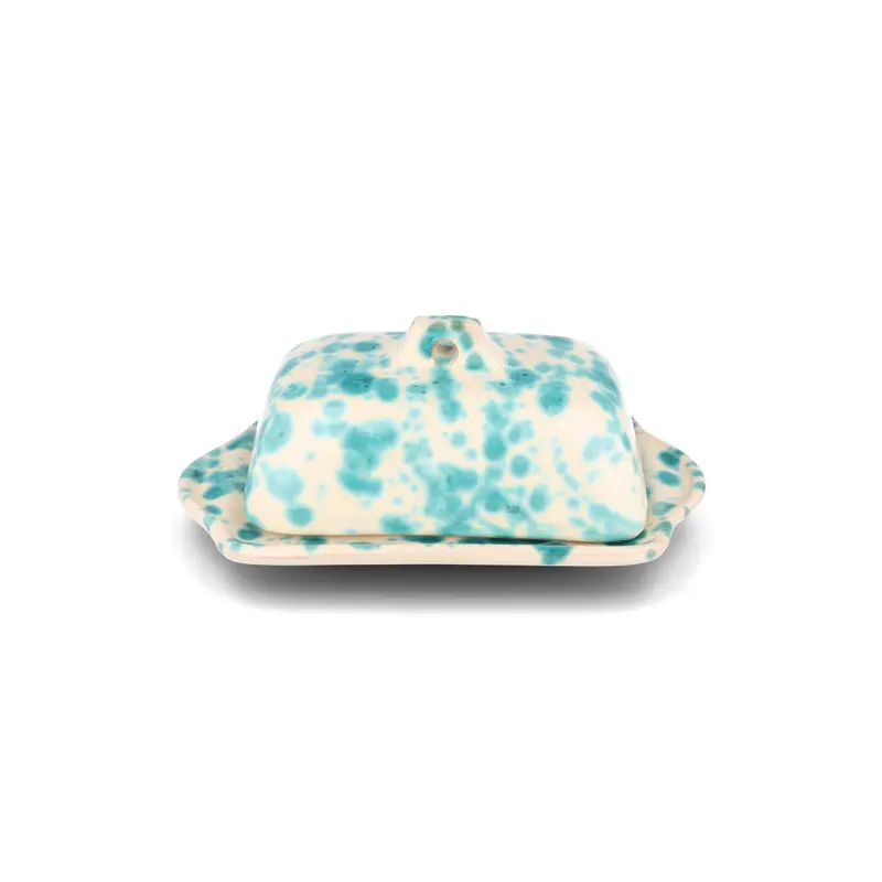 Puglia Collection Aquamarine Splatter Butter Dish (20 × 12.5 Cm) 1