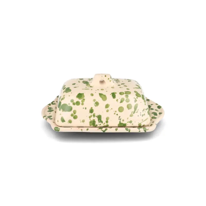 Puglia Collection Green Splatter Butter Dish (20 × 12.5 Cm) 1