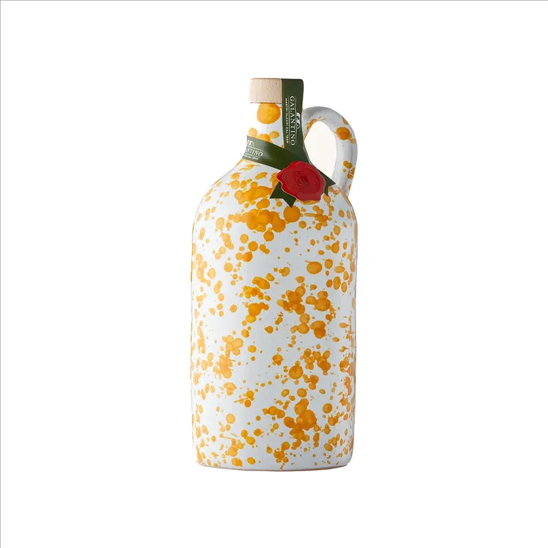 Puglian Evoo In Yellow Splatter Ceramic Bottle (500 Ml) 1