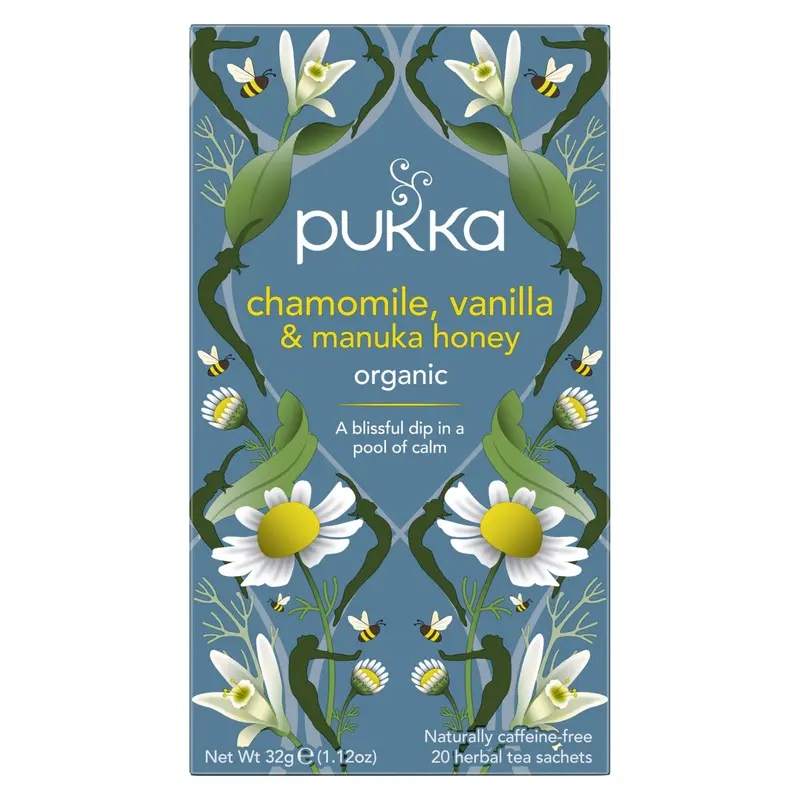 Pukka Chamomile, Vanilla & Manuka Honey Herbal Tea – 80 Bags (20 Per Box, 4 Boxes) 1