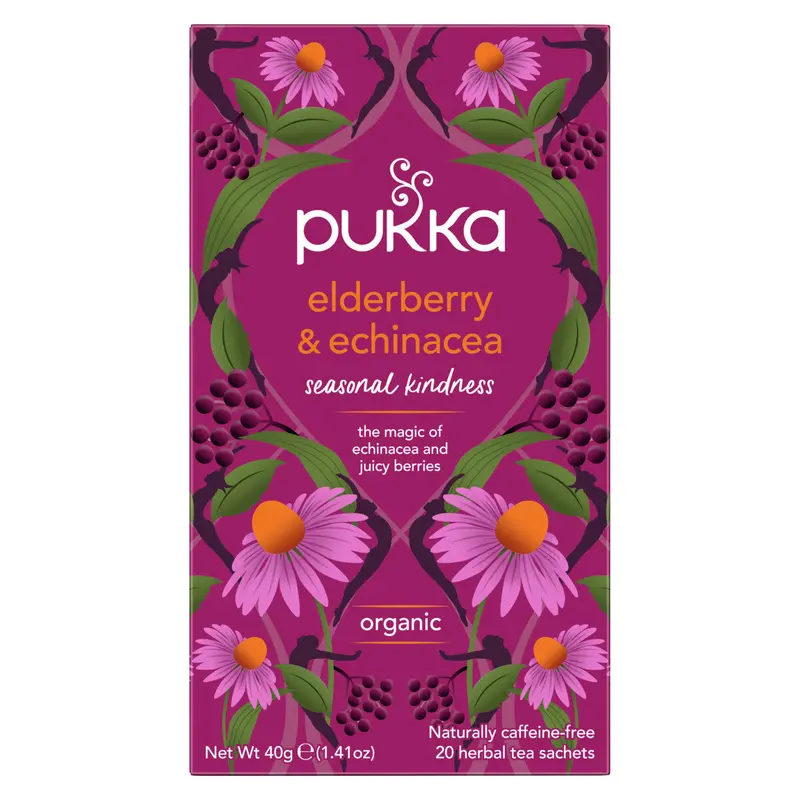 Pukka Elderberry & Echinacea Herbal Tea – Immunity Support Blend, 80 Bags (20 X 4) 1