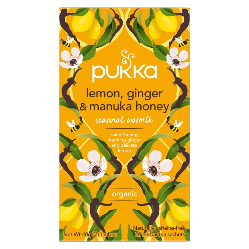 Pukka Lemon, Ginger & Manuka Honey Tea – Soothing Wellness Infusion, 80 Bags (20 X 4) 1