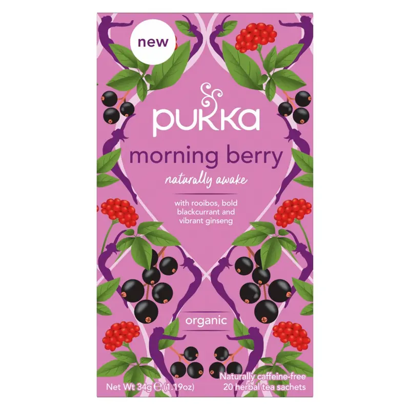 Pukka Morning Berry Energizing Tea – 4 Boxes × 20 Bags 1