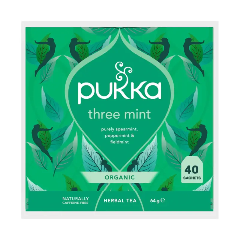 Pukka Three Mint Digestive Herbal Tea – 4 Packs × 40 Bags 1