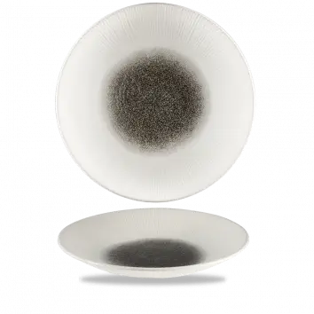 Raku Quartz Black Bamboo-Inspired Deep Coupe Plate – 10.625 Inch, Set Of 12 1