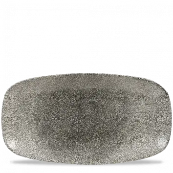 Raku Quartz Black Extra-Large Oblong Plate – 13.875 X 7.375 Inches, Set Of 6 1