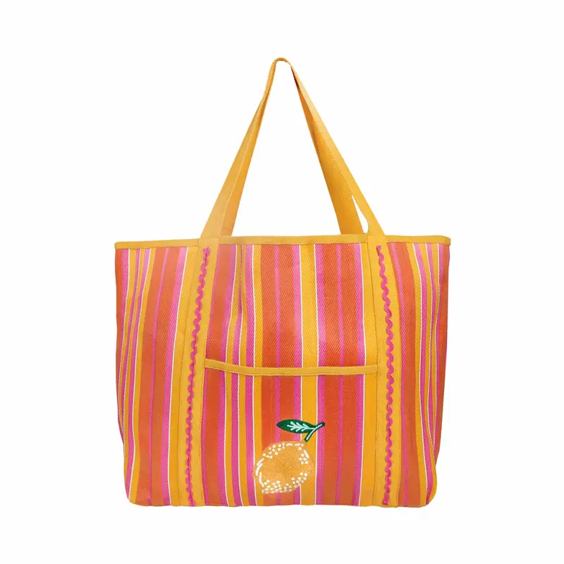 Recycled Plastic Lemon-Print Tote Bag – Bright Citrus-Themed Reusable Shopping Bag 1