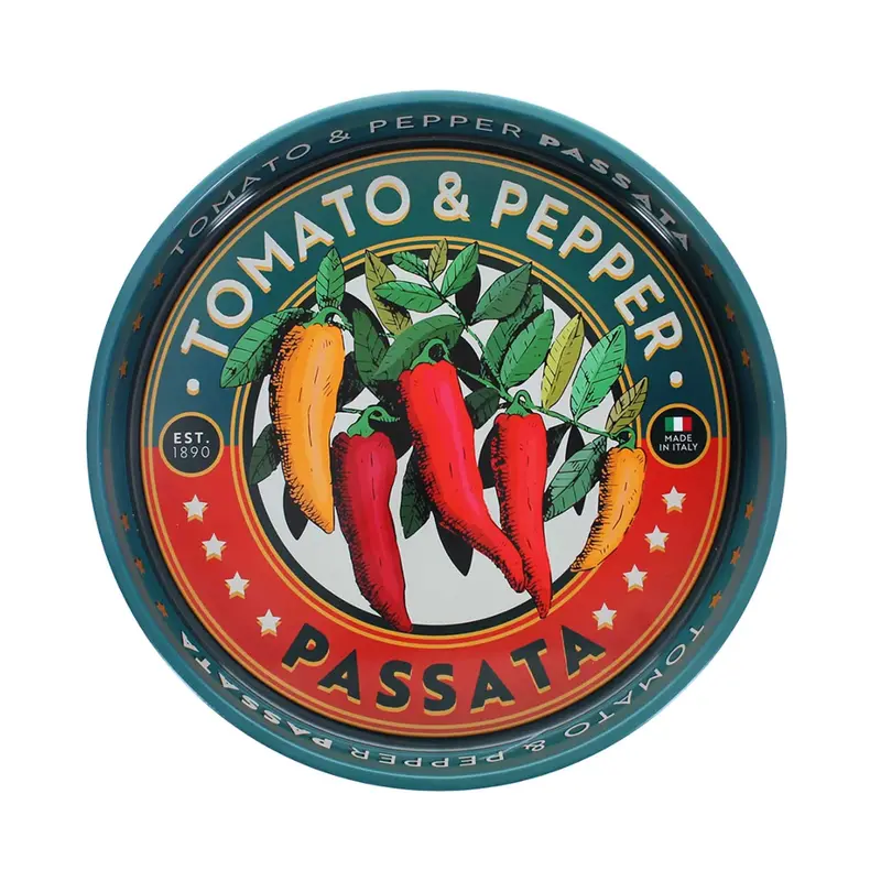 Retro-Style Passata Serving Tray In Metallic Finish – 31Cm 1