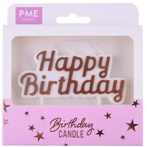 Rose Gold Happy Birthday Candle Topper – Elegant Party Accessory 1