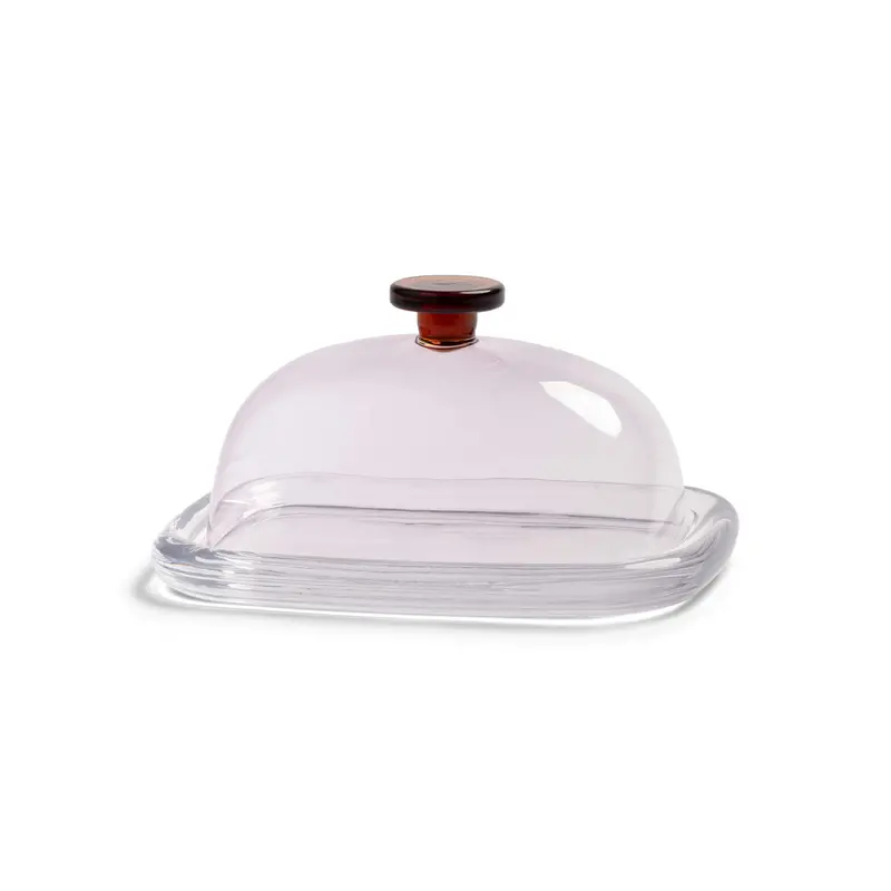 Rose-Tinted Glass Butter Dish With Lid – 19Cm Diameter 1