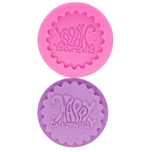 Round Happy Birthday Plaque Silicone Mold 1