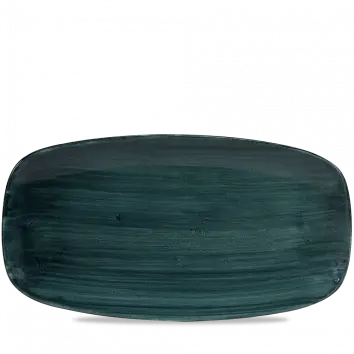 Rustic Teal Stonecast Chefs Oblong Plate – 13.875" X 7.375", Pack Of 6 1