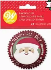 Santa Sleigh Design Cupcake Liners – Holiday Party Supplies 1