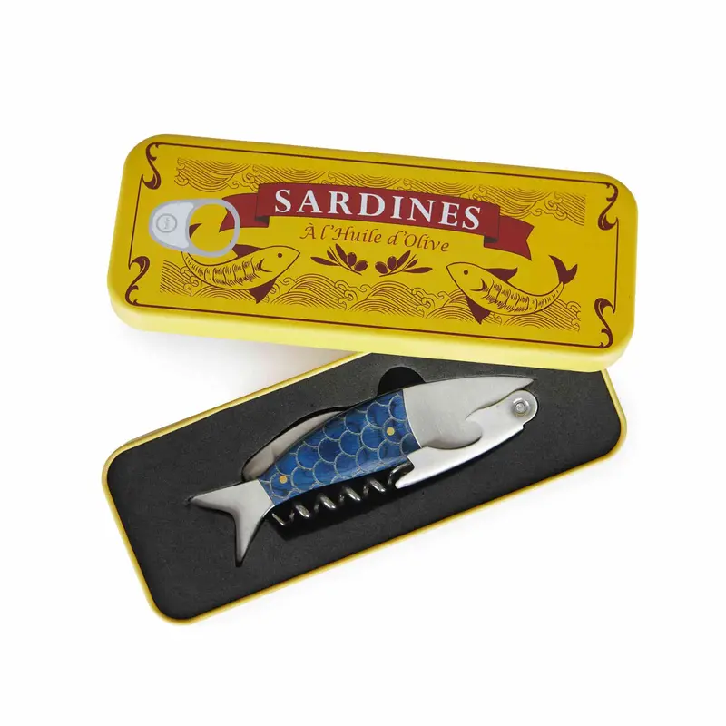 Sardine-Shaped Corkscrew – Playful Tin-Style Bottle Opener 1