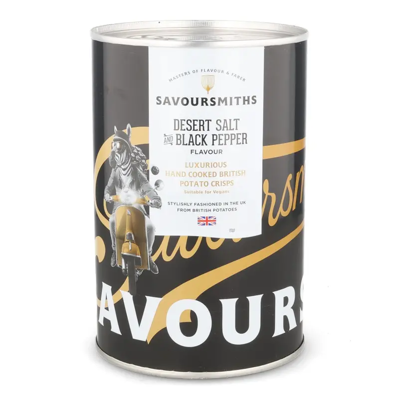 Savoursmiths Desert Salt & Black Pepper Crisps – Premium Tin Pack (100G) 1