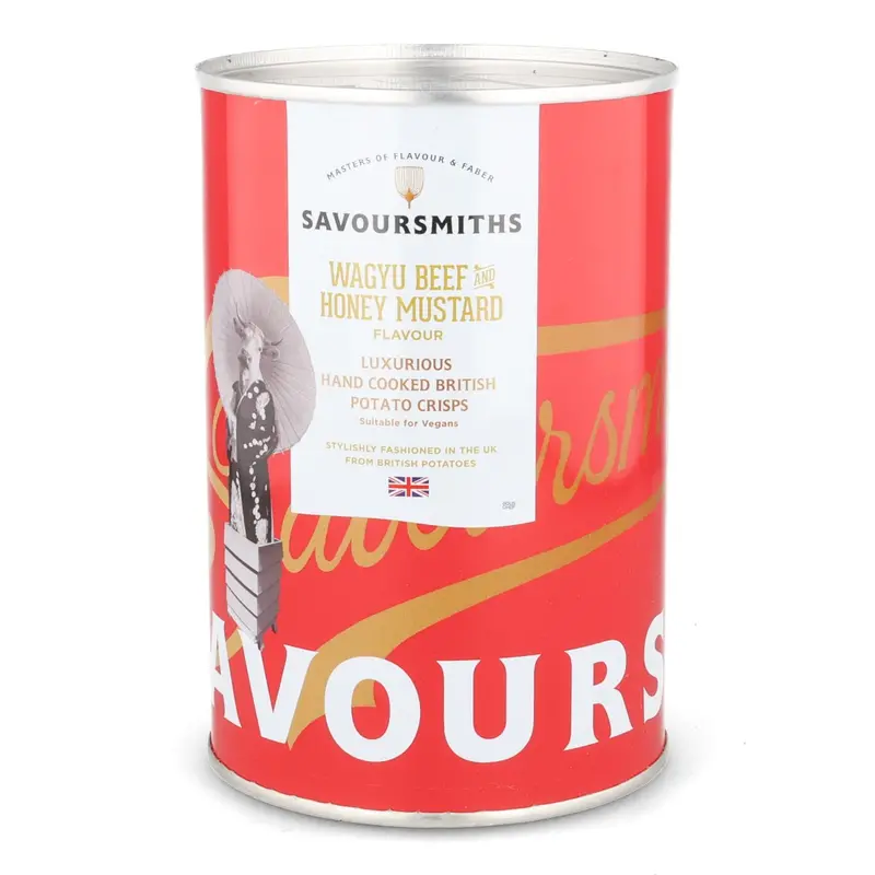 Savoursmiths Vegan Wagyu-Style Crisps – Honey & Mustard Flavor, Tin Pack (100G) 1
