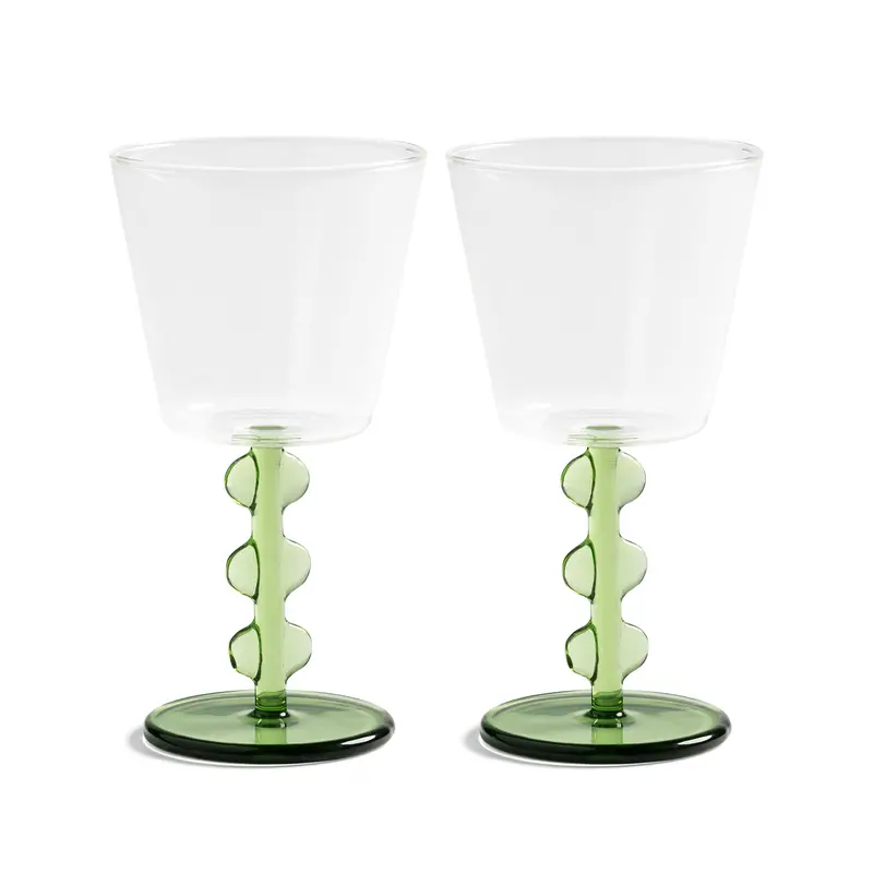 Set Of 2 Green Petal-Style Wine Glasses – 200 Ml Each 1